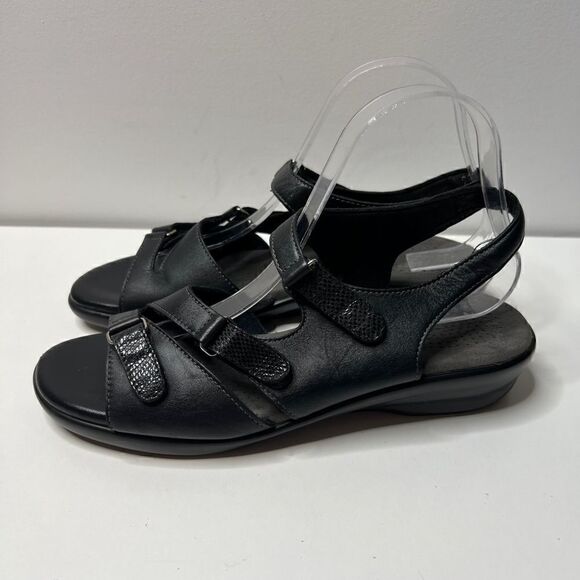 SAS Tripad Comfort Black Leather Sandals Womens Size 9.5 N Hook & Loop Closure - Picture 8 of 8